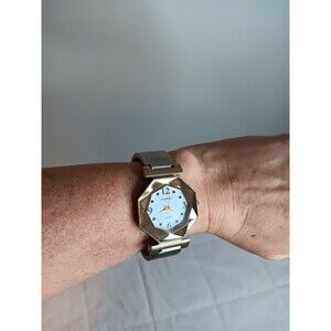 Narmi Quartz Watch Cuff Style Stainless Steel Lead Free Silver Color